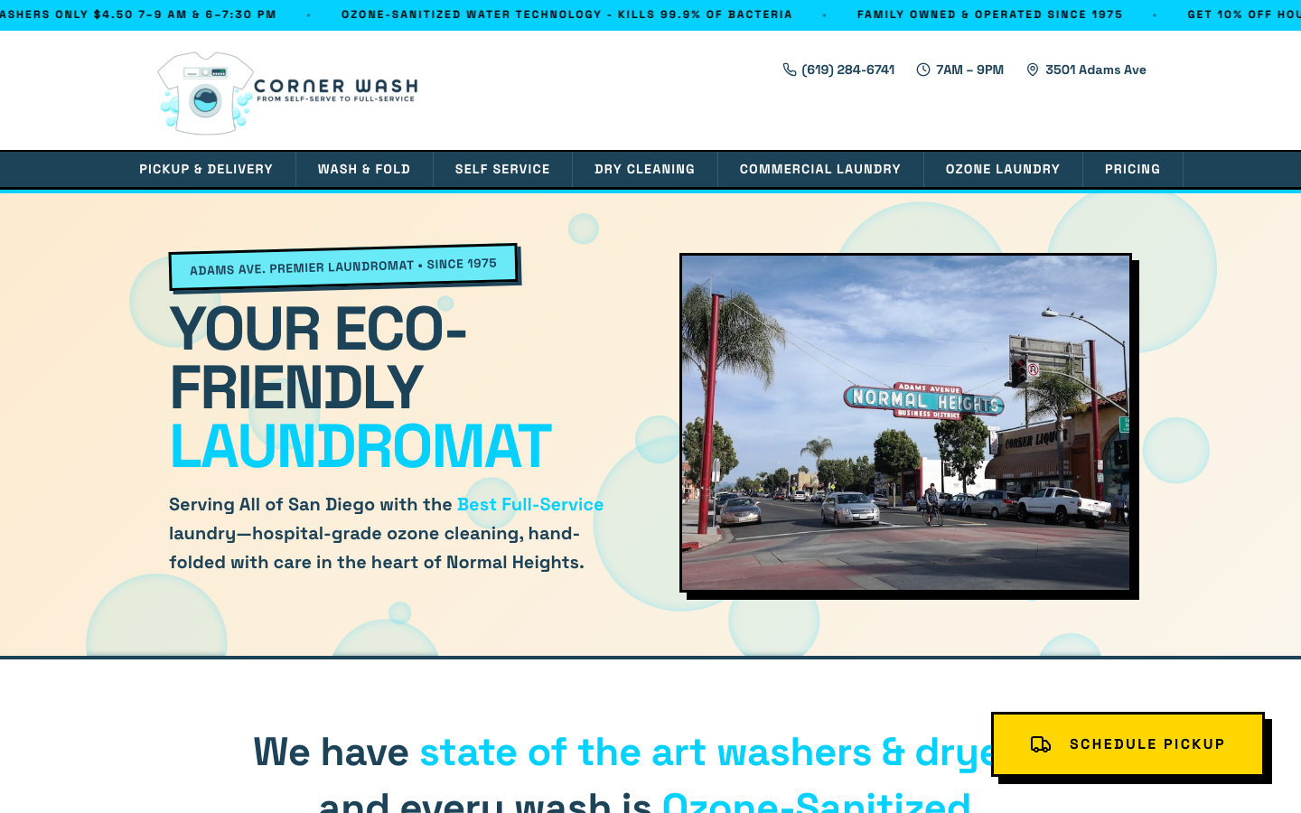 Corner Wash Landing Page