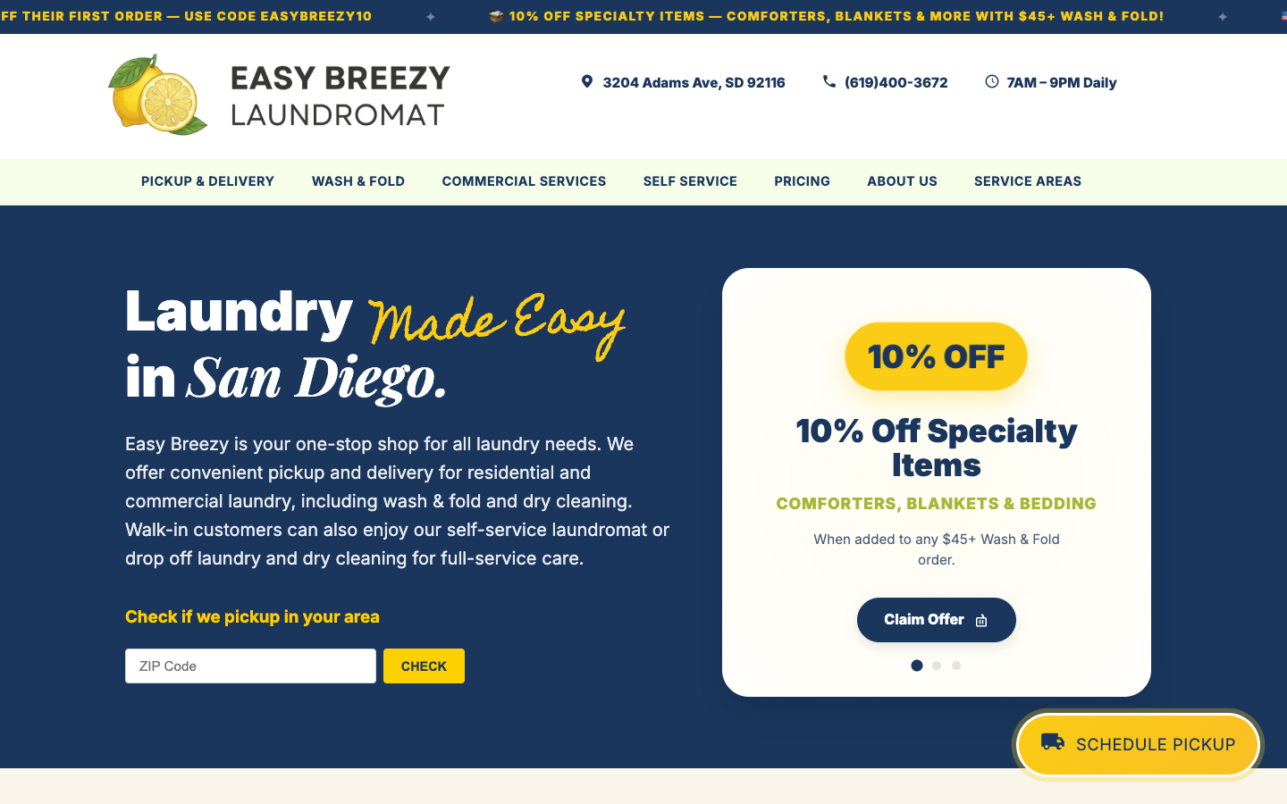 Easy Breezy Laundromat Website Screenshot