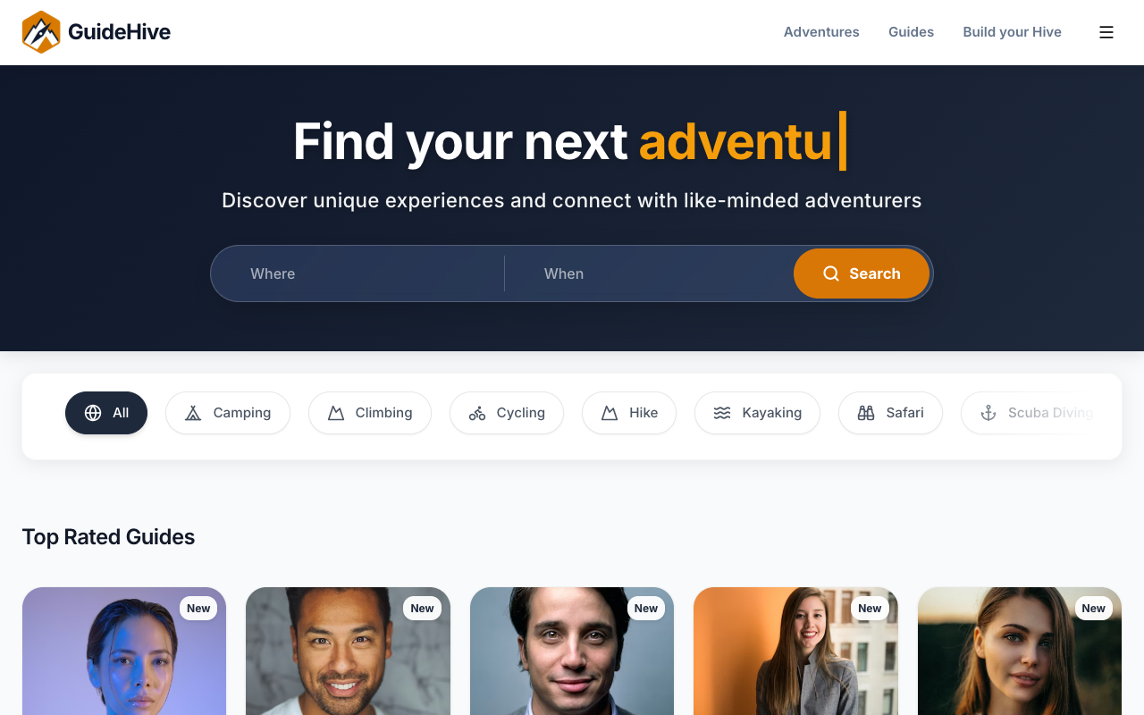 GuideHive Web Platform Screenshot