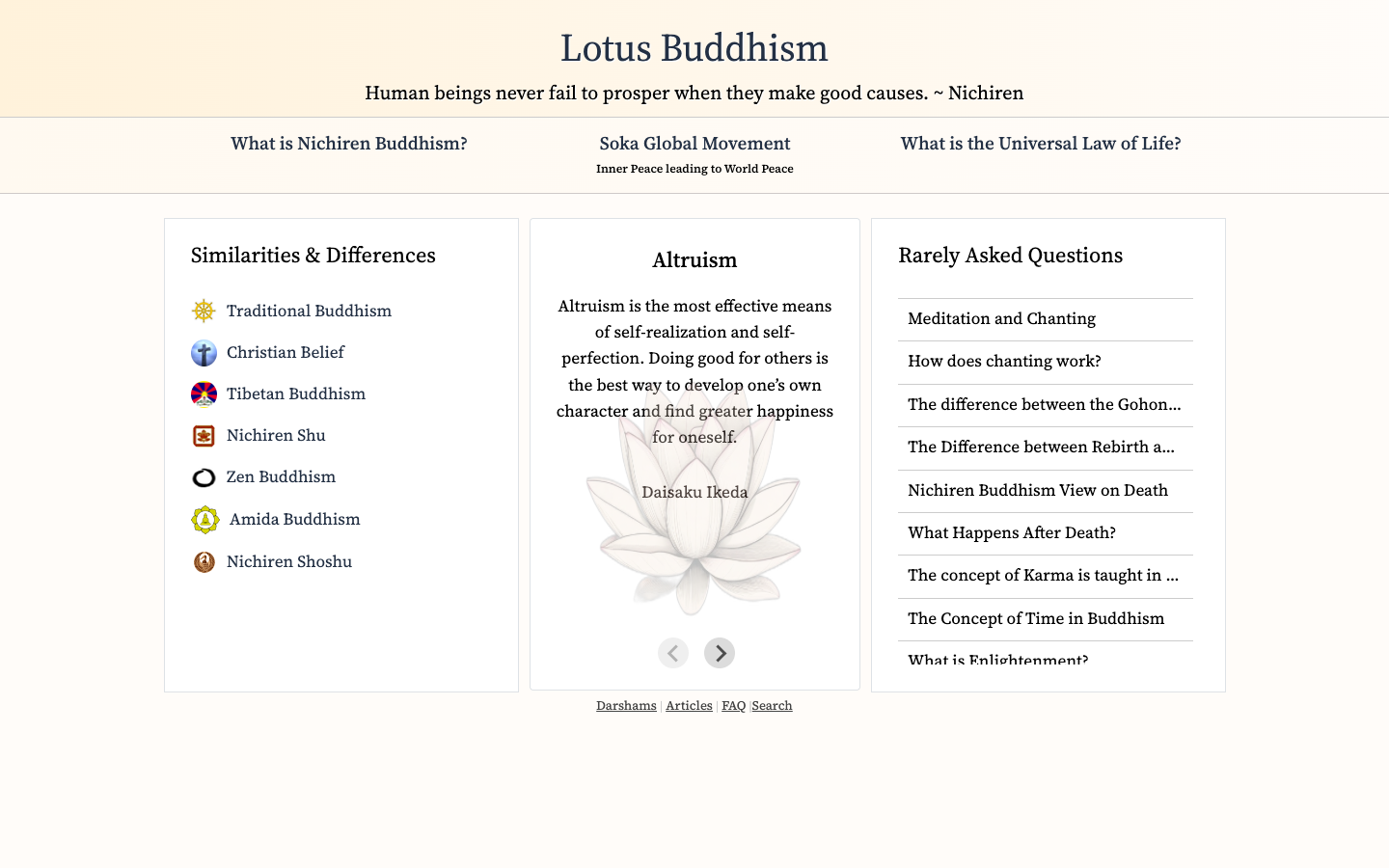 Lotus Buddhism Website Screenshot