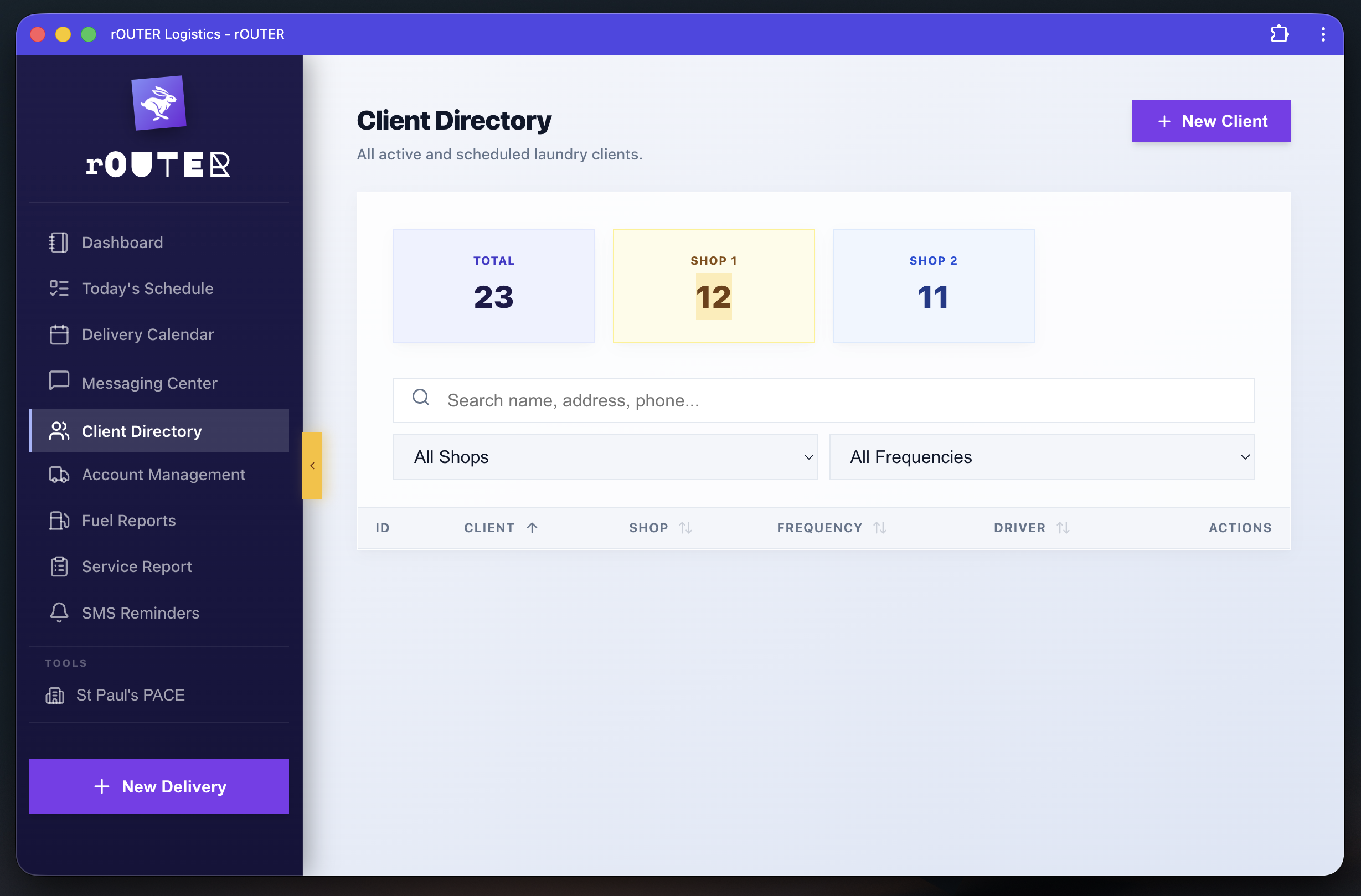 rOUTER client directory