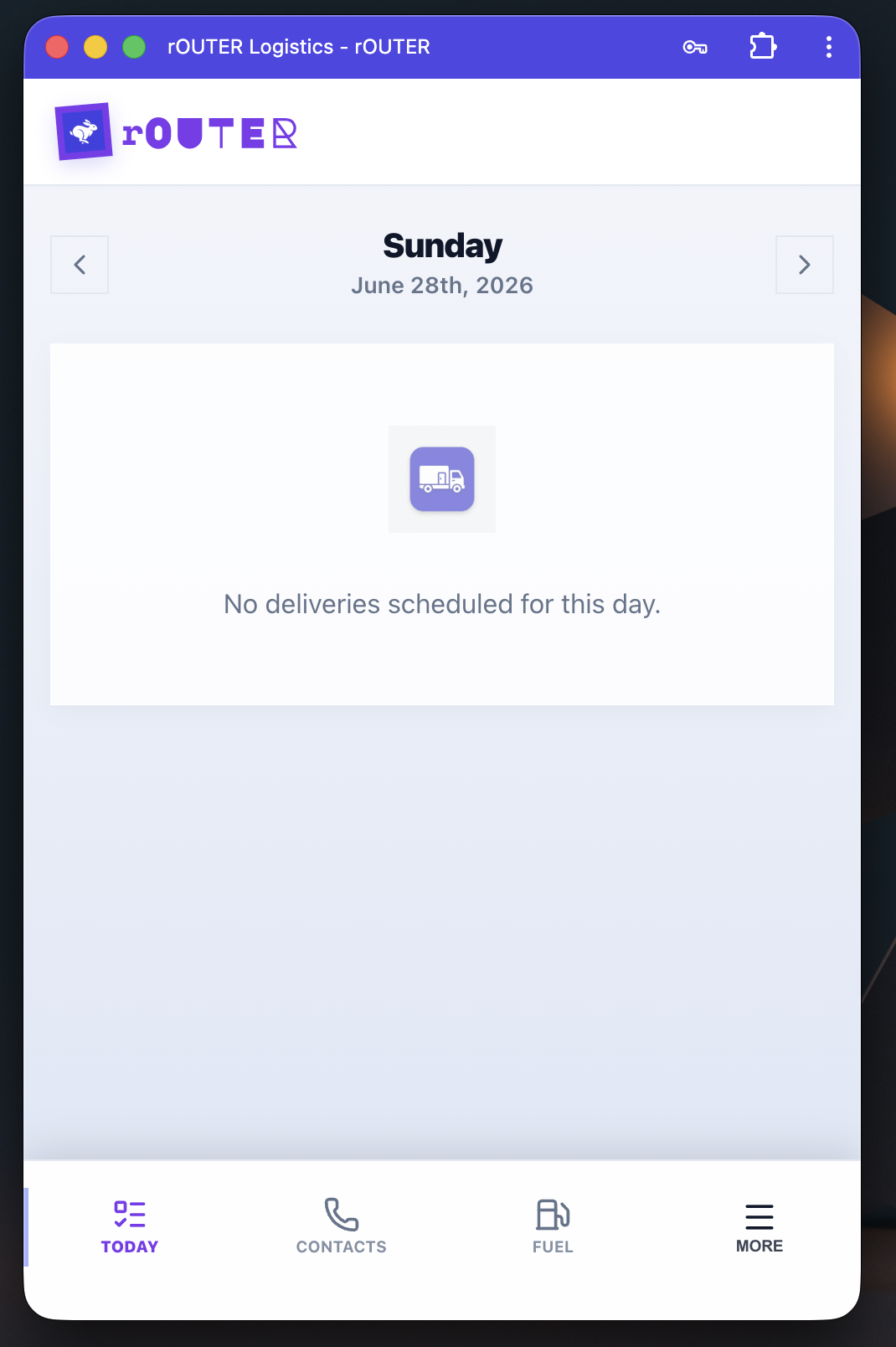 rOUTER driver mobile dashboard